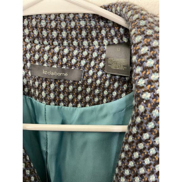 Liz Claiborne Wool/Angora Womens Blazer Size 12 Large Wood Buttons Office Siren - Picture 6 of 7